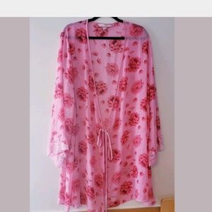 Cacique Plus Size 22/24 Floral Kimono Pink Robe